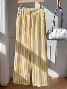 Comfortcana Women's Striped Casual Versatile Daily Wear Long Pants Vacation Holiday Blue And White Stripe Autumn Lounge - Multicolor - View 3