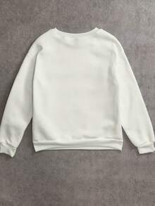 Attitoon Women's Crew Neck Letter & Animal Print Casual Daily Long Sleeve Sweatshirt - White - View 6