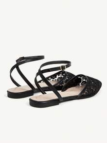 CUCCOO CHICEST Women's Mesh Embroidered Flat-Soled Shoes - Black - View 6