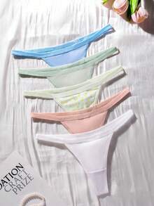 Snug Zone Women's Comfortable Minimalist Thong Panties 5-Pack - Multicolor - View 1
