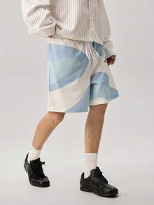 Loose Fit Men's Color Block Print Sports Shorts, Suitable For Summer Wear - Multicolor - View 6