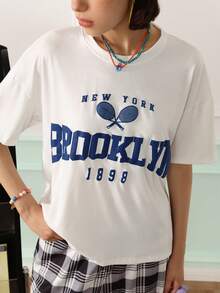 Chillnights Young Fashion Energetic Fun Text Print Minimalist Casual Drop Shoulder Design Loose Fit Women's Pajama Top - White - View 5