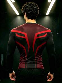 GymBeat Men's Spider Print Raglan Long Sleeve Sports T-Shirt - Multicolor - View 2