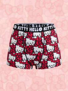 HELLO KITTY AND FRIENDS | SHEIN Women's Letter Waistband Cartoon Print Boxer Briefs - Red - View 1