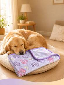 3 PiecesThick Pet Blankets With Paw Prints - Made Of Soft Plush Fabric, Machine Washable, Suitable For All Dog Breeds, Cozy And Warm, Ideal For Medium, Large And Small Dogs, Pet Supplies. | Fun Animal Patterns - Multicolor - View 3