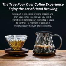 1PC/Pour Over Coffee Dripper Set With Glass Server & Wooden Base, Heat Resistant Borosilicate Glass Filter For Manual Brewing, Elegant Swirl Design, Perfect For Home Barista Or Gift. - Coffee Filter - View 4