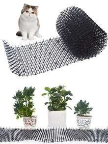 1 Roll 30*100cm Black Pp Material Cat Repellent Mat, Effective Cat & Dog Deterrent For Indoor/Outdoor Potted Plants & Lawn Protection Mat - black - View 5