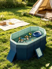 Portable Foldable PVC Rectangular Above Ground Pool, No Inflation Needed Lightweight Duck Printed Swimming Pool, Easy Carry & Store Outdoor Backyard Water Play Pool, Large Family Leisure Pool For Summer Gatherings - A - View 6