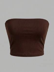 SHEIN BASICS 女款休閒百搭純色抹胸上衣 - 彩色 - 查看 8