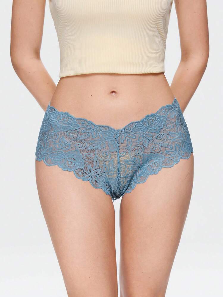 Bonmuse 6件組女款性感蕾絲內褲 中腰無縫三角褲 收腹提臀彈性條紋內衣 - 彩色 - 查看 5