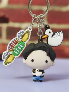FRIENDS X POKOJA LAND Llavero colgante creativo 3D FRIENDS, dije de pato lindo con diseño de personaje de dibujos animados, detalle estereoscópico, accesorio ligero para bolso & llavero D Ration para uso diario (1 pieza) - Multicolor - Ver 3