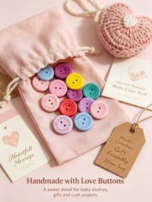 50/100/150/200pcs Mixed Color Round Wooden Buttons 20mm, 2-Hole Wood Buttons, Decorative Buttons For Shirt, Coat And Clothing, In Stock Available - multicolor - View 3
