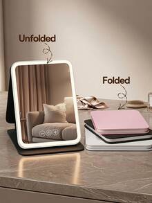 JMMO Portable Foldable LED Makeup Mirror, Dimmable Light Travel Cosmetic Mirror With PU Leather Cover, Back To School Essential - Multicolor - View 3