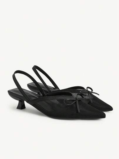 CUCCOO CHICEST Ladies, Fine Mesh Upper, Bow, Decoration, High-Heeled Shoes.