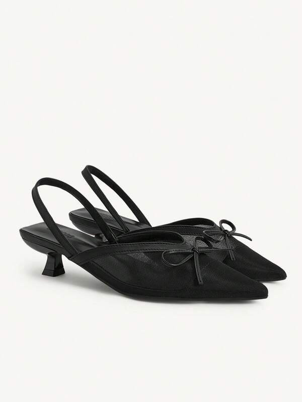 CUCCOO CHICEST Ladies, Fine Mesh Upper, Bow, Decoration, High-Heeled Shoes.
