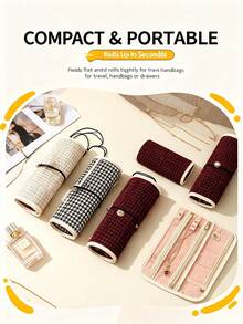 1pc Foldable Jewelry Roll Organizer, Suitable For Storing Rings, Necklaces, Earrings, Bracelets, Great Gift For Women And Girls Back To School - Multicolor - View 4
