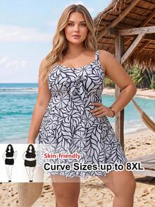 SHEIN CURVE+ Set Bikini Tank Top 2 Potong Ukuran Plus Seksi Terbaru Musim Panas 2026 dengan Motif Cetak untuk Liburan Pantai - MultiWarna - View 1