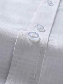 Manfinity CasualCool Men's Solid-Color Simple Button-Down Long-Sleeve Shirt - Effortlessly Elegant Style | A Perfect Gift For Husbands, Ideal For Office Commuting, And An Essential Wardrobe Staple - White - View 8