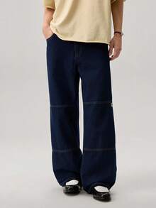 Men's Solid Color Minimalist Casual Jeans - Dark Wash - View 5
