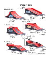 1Pc Finger Skateboard Game(Skateboard Pattern And Skateboard Wheel Color Random), Outdoor Game Set,Ramp Set, Mini Finger Skateboard ,Park Ramp Kit ,Fingerboard Half Pipe, Ultimate Parks Training Props Accessories - Multicolor - View 3