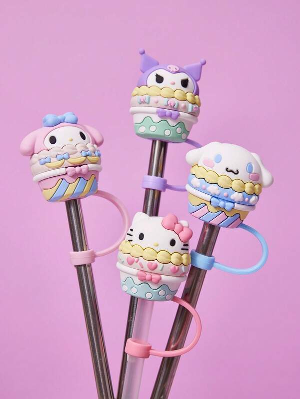 HELLO KITTY AND FRIENDS | POKOJA LAND 1pc/4pcs Tutup Sedotan Anti Debu Hello And Friends X Pokoja Land yang Dapat Digunakan Kembali, Cocok untuk Sedotan 6-8mm, Desain Kartun Lucu, Silikon Lembut & Dapat Dicuci, Cocok untuk Rumah, Pesta, Kembali ke Sekolah, Perjalanan, Cangkir Kopi, Juga Hadiah Menyenangkan untuk Anak-anak dan Teman-teman