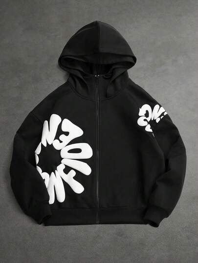 SLATEMANN Men's Spring/Autumn Casual Letter Print Hoodie