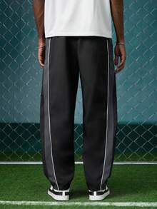 EVRINFINITE 1pc Men's Casual Sweatpants, Fashionable And Versatile For Autumn/Winter, Suitable For Sports, Work, Outdoor Activities, Jogging, Commuting, Loose And Straight-Leg Design - Black - View 2