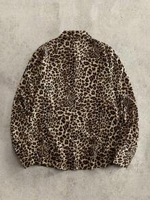HIMLAND Men's Fashion Streetwear Single-Breasted Leopard Print Long Sleeve Shirt - Multicolor - View 3