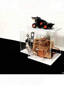 Detachable White Base Transparent Display Box, Display Cabinet, Display Case, Storage Box, High Transparency, Suitable For Model Cars, Dolls, Crafts, Collectibles, Decorations, Available In Different Sizes - White Background - View 11