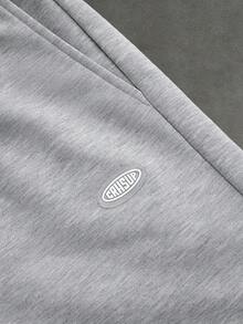 SLATEMANN Men's Solid Color Drawstring Zip-Up Hoodie And Sweatpants Casual Daily Set - Grey - View 3