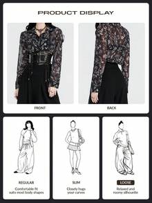 Breakform Halloween Gothic Women's Loose Chiffon Digital Floral Print Chiffon Casual Shirt - Multicolor - View 2