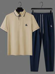 Manfinity Homme 男士夏季休閒短袖 Polo 衫與長褲 2 件套 - 彩色 - 查看 4