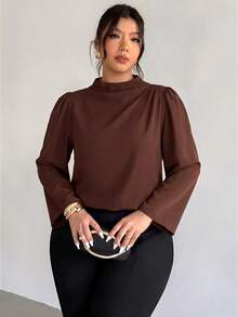 Firerie Elegant Traditional 1920s Office Formal Shoulder Ruffle Petal Sleeve Long Sleeve Brown Blouse Vintage Pullover Shirt Autumn Women Teachers' Day - Brown - View 8