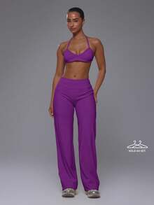 Musera Sport Active Scoop Sports Bra With High Rise Loose Fit Trousers Sold As Set - Purple - View 1