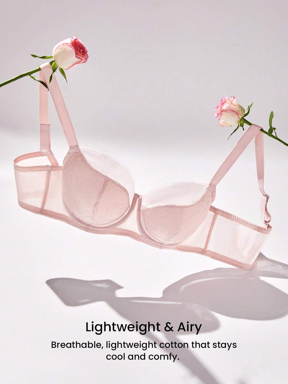 Lightly Lined Mesh Lace Support Bra
