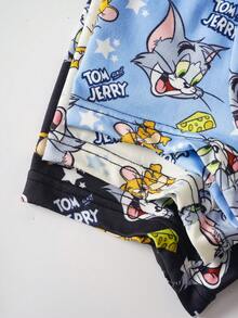 TOM & JERRY X SHEIN Young Boy Cartoon Print Casual Boxer Briefs - Black - View 5