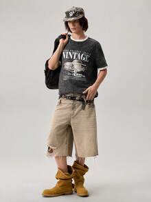Vaulklash T-shirt nera lavata da uomo taglia standard con design di bordo bianco sulle maniche - nero - Visualizzare 6