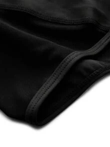 SHEIN Cheerettes 女款純色休閒健身運動短褲 黑色高腰網布拼接收腹提臀透氣運動短褲 適合健身房瑜伽 - 黑色 - 查看 8