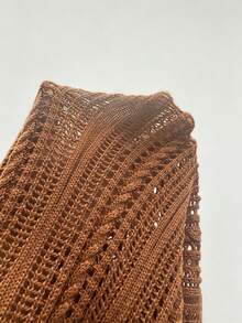 TONEVAULT Shades Of Brown 復古 80 年代街頭風鏤空 V 領針織背心，夏季海灘度假約會之夜感恩節穿搭，街頭休閒日常上衣 - 咖啡棕 - 查看 8