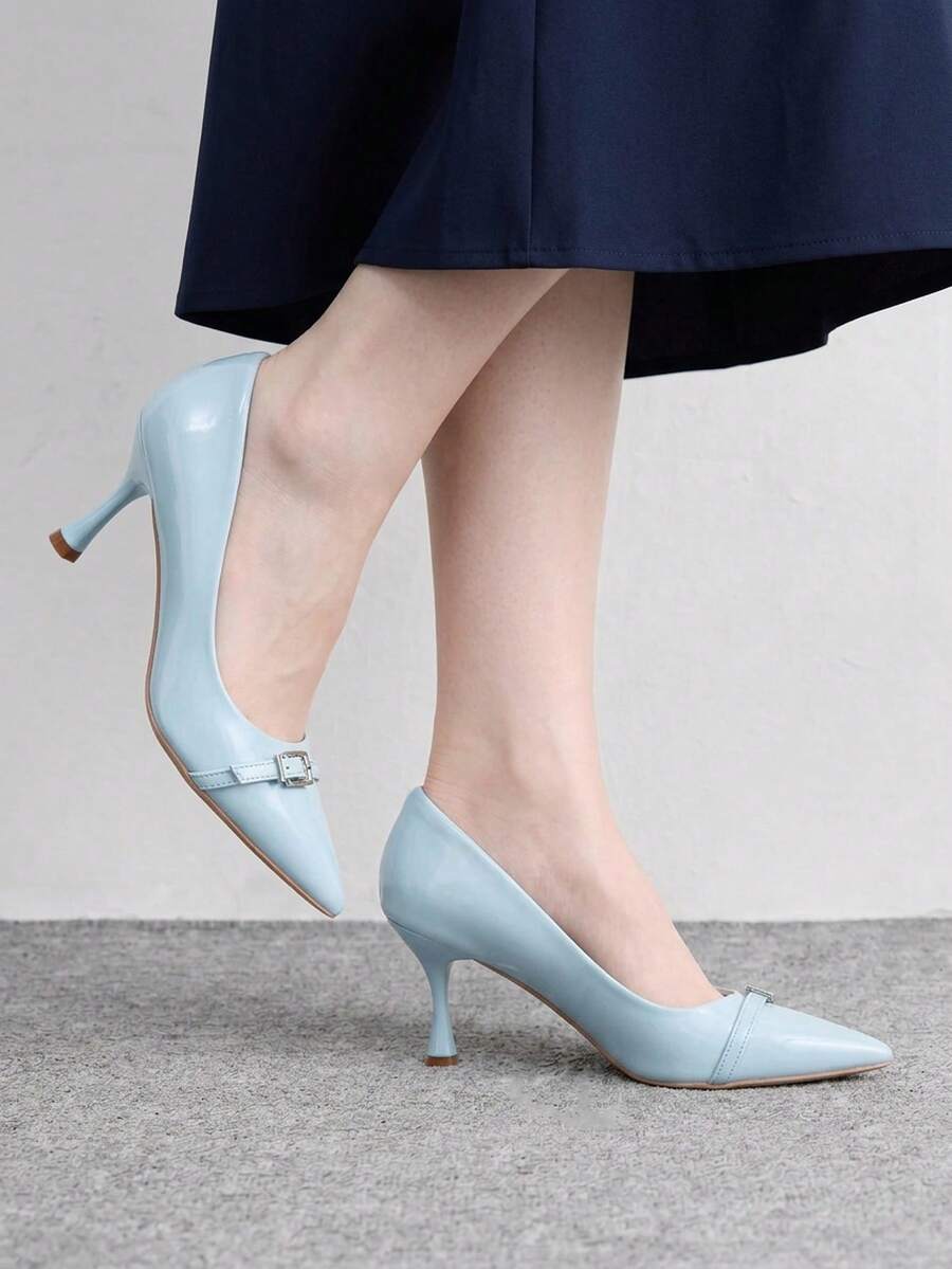 CUCCOO BIZCHIC 女款時尚性感高跟尖頭藍色單鞋,適合通勤、約會、聚會與派對 - 藍色1 - 查看 1