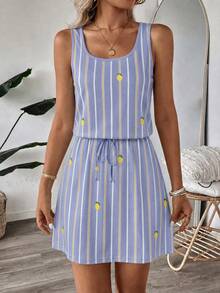 SHEIN LUNE Women's Casual Printed Short Dress Suitable For Spring And Summer - Multicolor - View 4