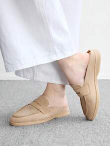 CUCCOO BIZCHIC Fashion Versatile Dating Workplace Elegant Casual Simple Comfortable Back Empty Portable Women's Flat Shoes Fall Shoes - It's apricot. - View 1