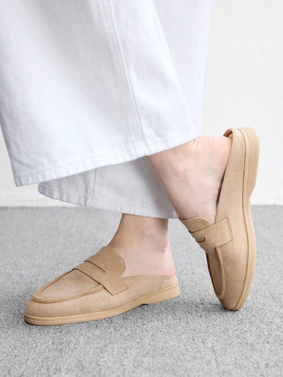 CUCCOO BIZCHIC Fashion Versatile Dating Workplace Elegant Casual Simple Comfortable Back Empty Portable Women's Flat Shoes Fall Shoes - It's apricot. - View 1
