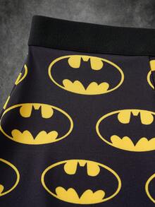 BATMAN X SHEIN Women's Cartoon Print Elastic Waist Boyshort Panties - Black - View 5