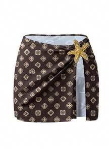 Swim Oasis 1pc Women's Cute Pentagram Decor Casual Vacation Romper Swimsuit - Multicolor - View 4