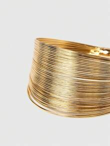 SHEIN BAE Minimalist Cuff Bangle - Yellow Gold - View 3