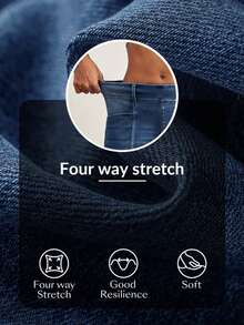 Flexra Plus Size Fashion Mid-Blue Denim Washed Wide Leg Pants - Dark Wash - View 6