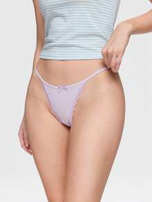 Bonmuse 3pcs Comfortable Pure Cotton Low Waist Women's Thong - Multicolor - View 5