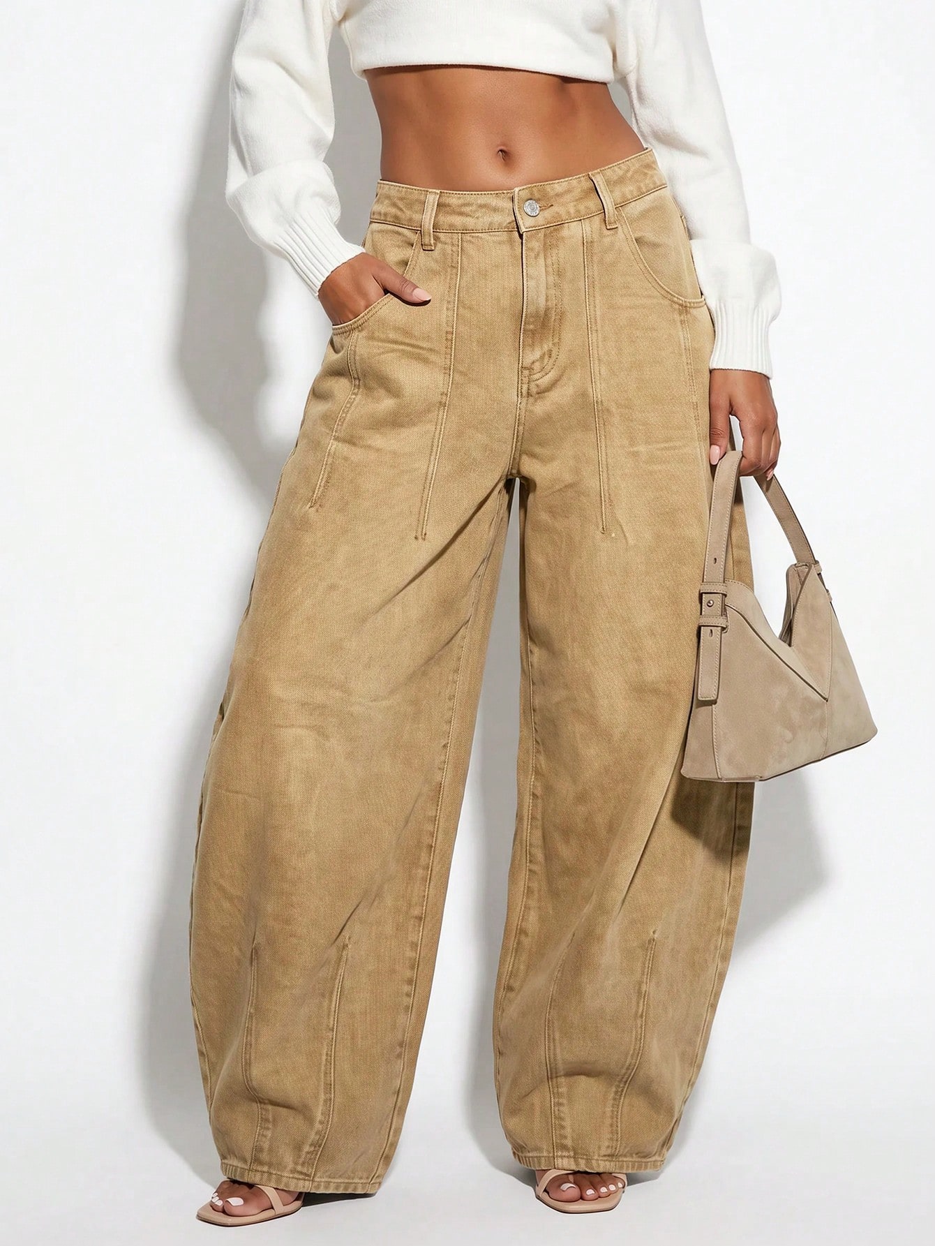 Calça Jeans Cintura Baixa Pantalona