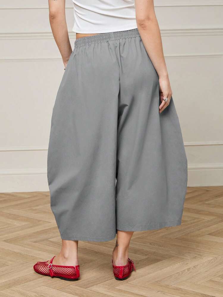 COUREZ Low Rise Cropped Balloon Trousers /Y2K Fall Outfits For Women Going Out Outfits Casual Outfits Fall Bottoms Fall Clothes For Women Summer Outfits - Light Grey - View 3
